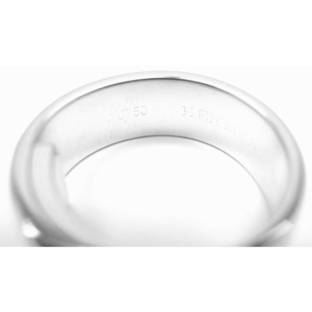 Authentic! Hermes 18k White Gold Diamond "H" Lock Band Ring Size 5​ - Picture 6 of 8